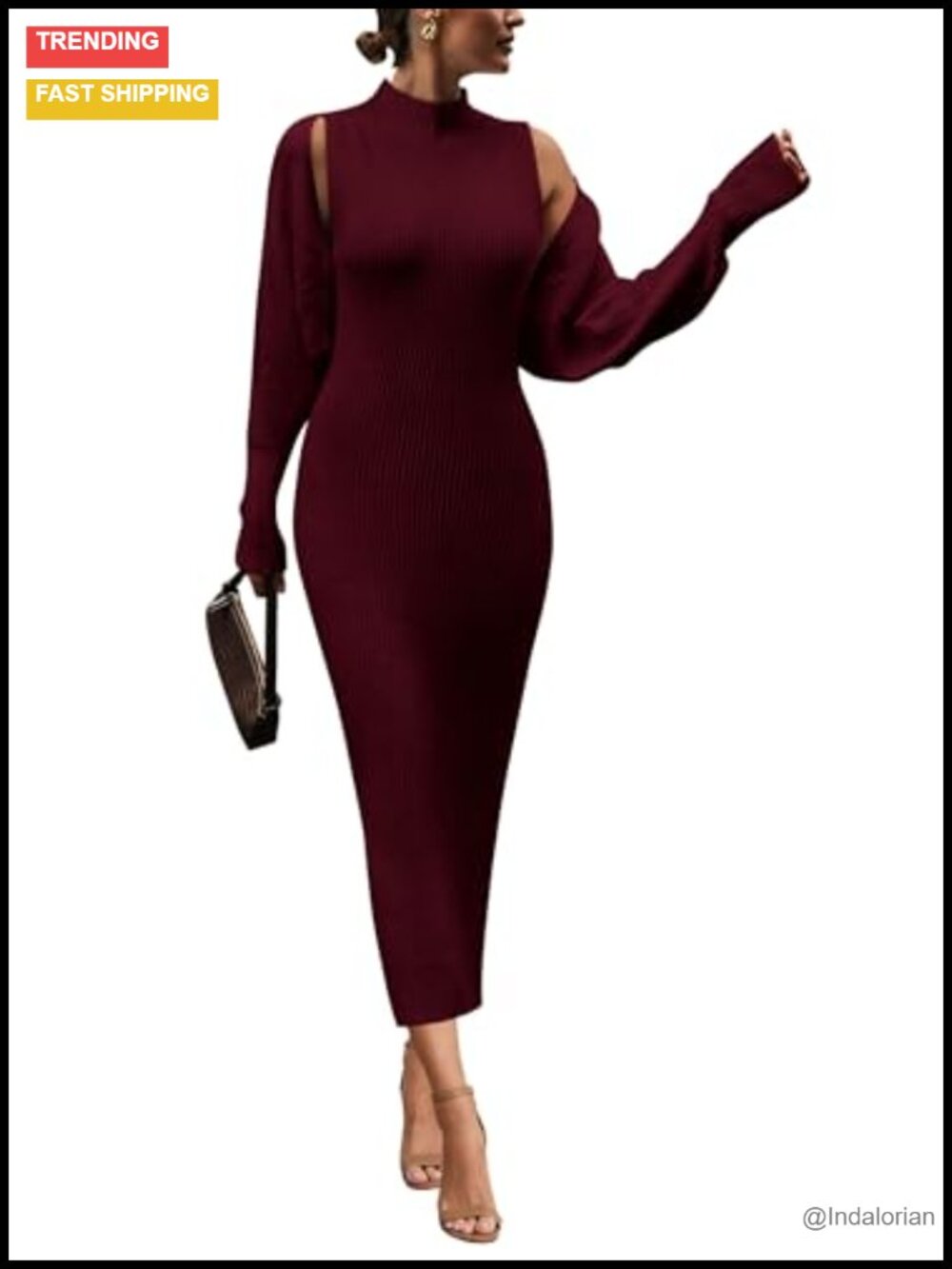 Womens 2 Piece Ribbed Knit Sweater Dress Set Cropped Cardigan Maxi Fall Outfit